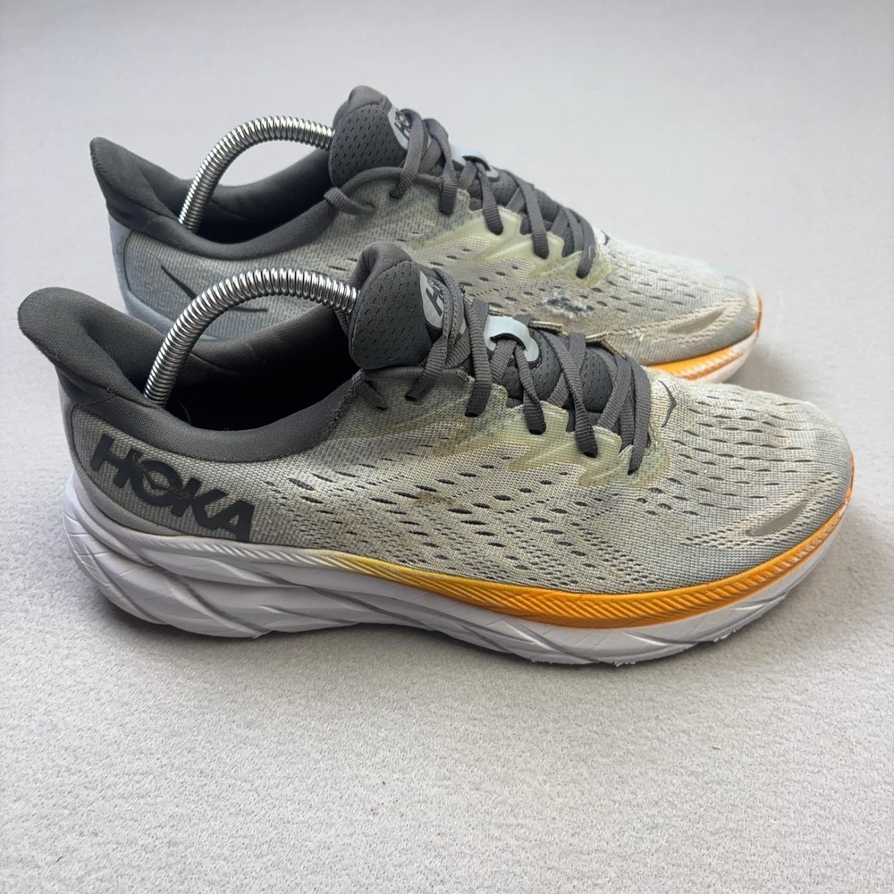 Hoka One One Clifton 8 Running Shoes Mens Size 9 Gray Cushioned 1119393 FPA